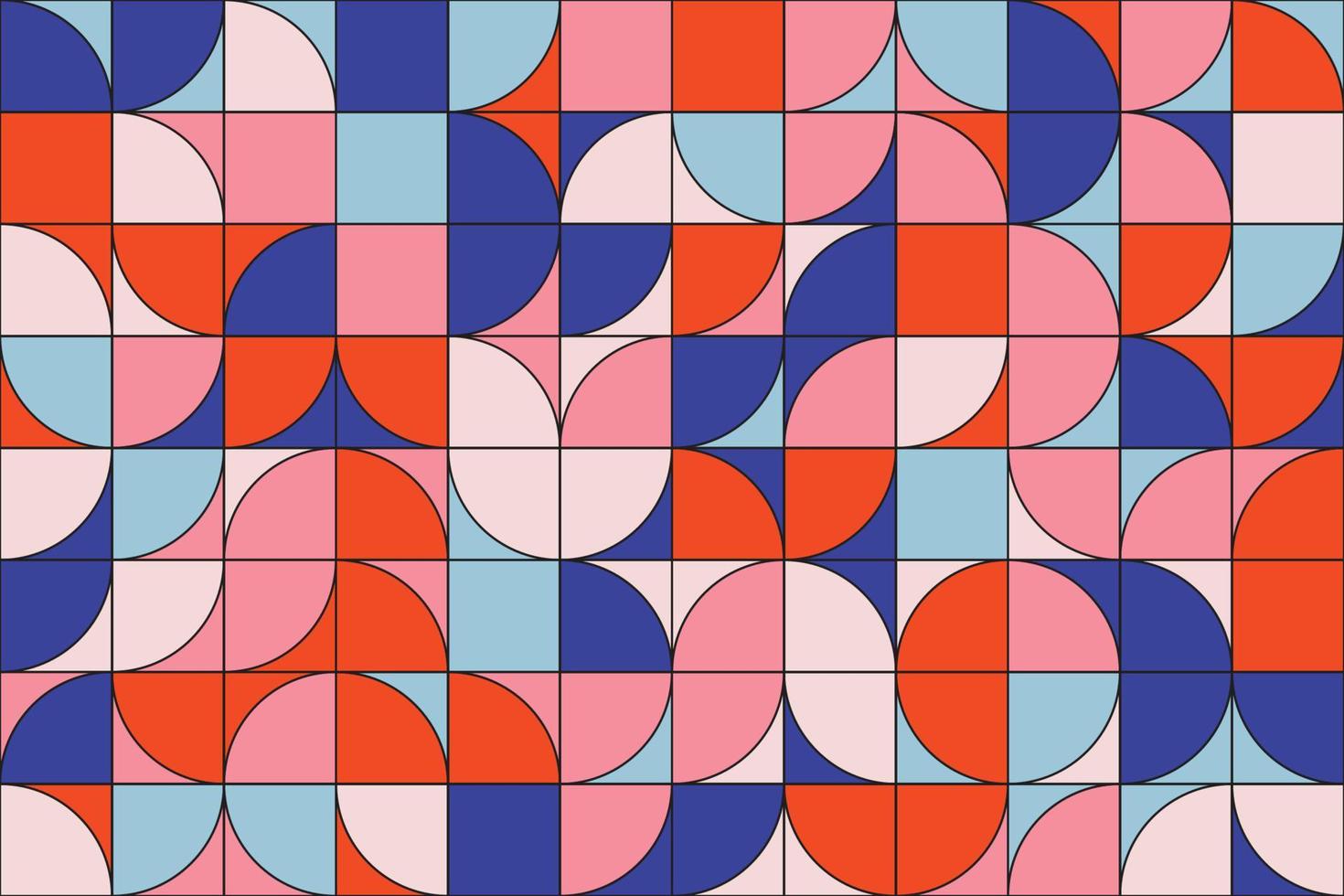 Vibrant geometric half circle seamless pattern. Colorful semicircle