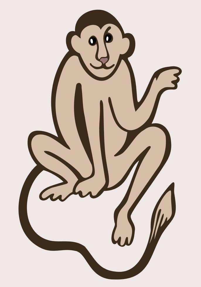 Monkey. Vector doodle isolated illustration.