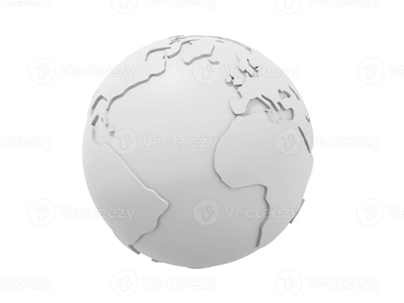 Globe Earth. Minimalist cartoon. White icon on white background. 3D rendering. photo