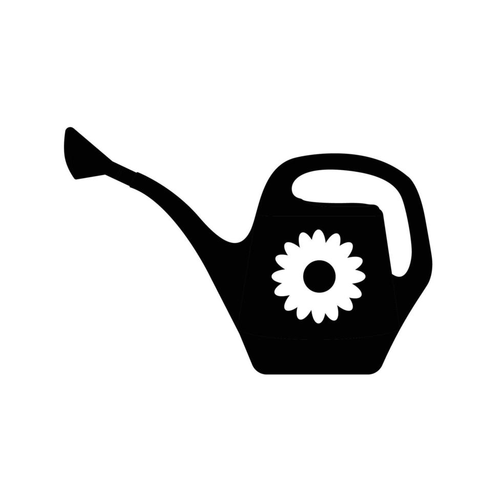Watering Can Silhouette. Black and White Icon Design Elements on