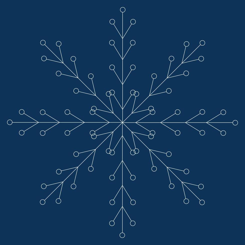 White vector snowflake on a blue background