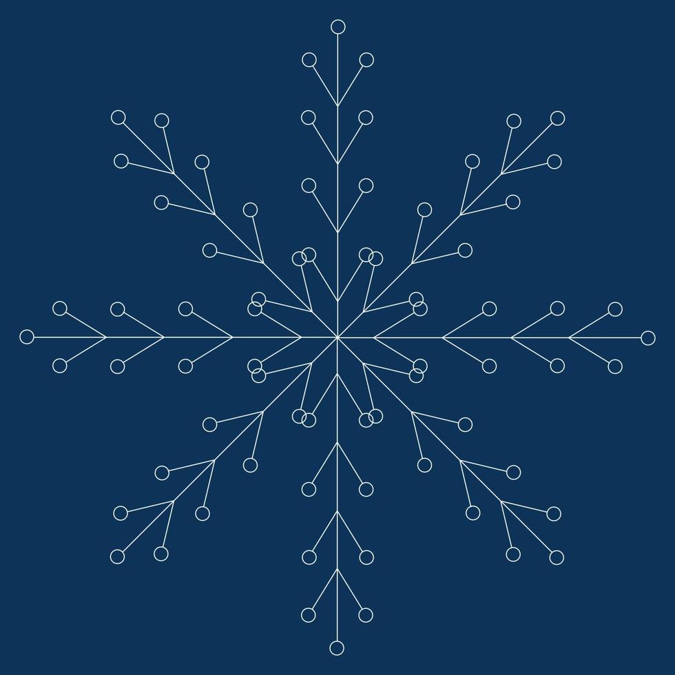 White vector snowflake on a blue background