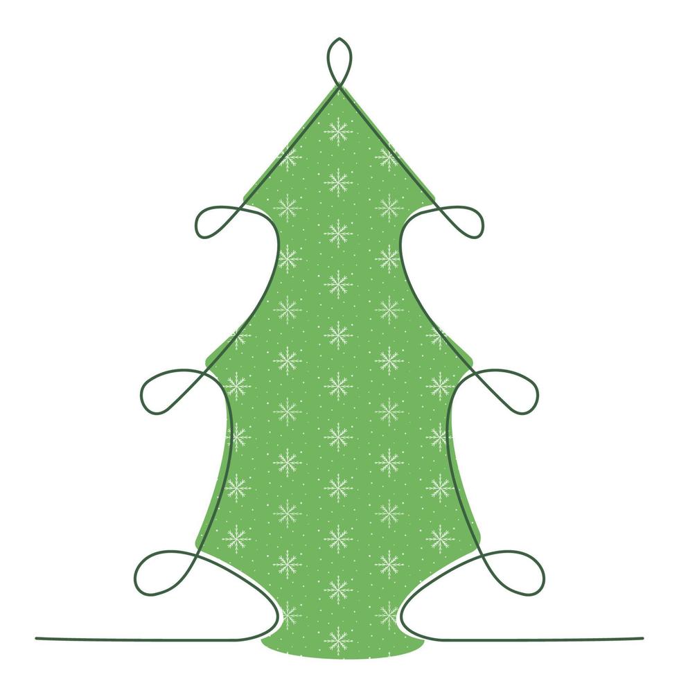 dibujo vectorial de un árbol de navidad en el estilo de arte lineal sobre un fondo blanco. vector