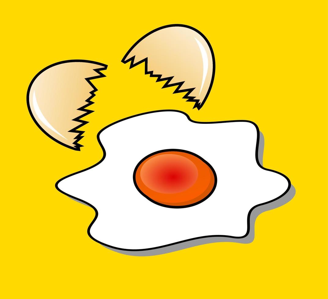 vector illustration of a broken egg popping its contents, perfect for animation, coloring books, advertisements, etc