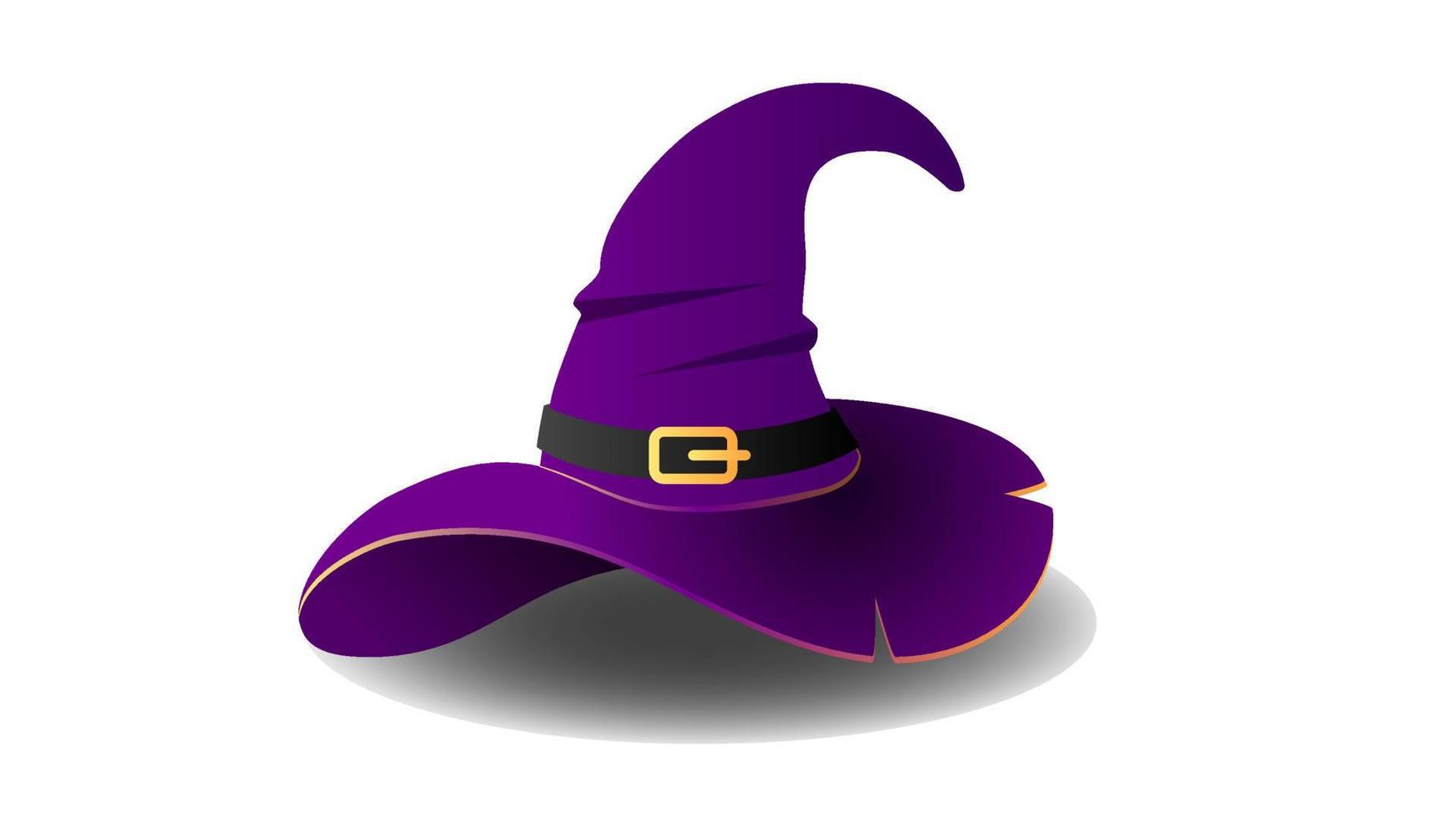 sombrero de bruja morado con correa y sombra vector