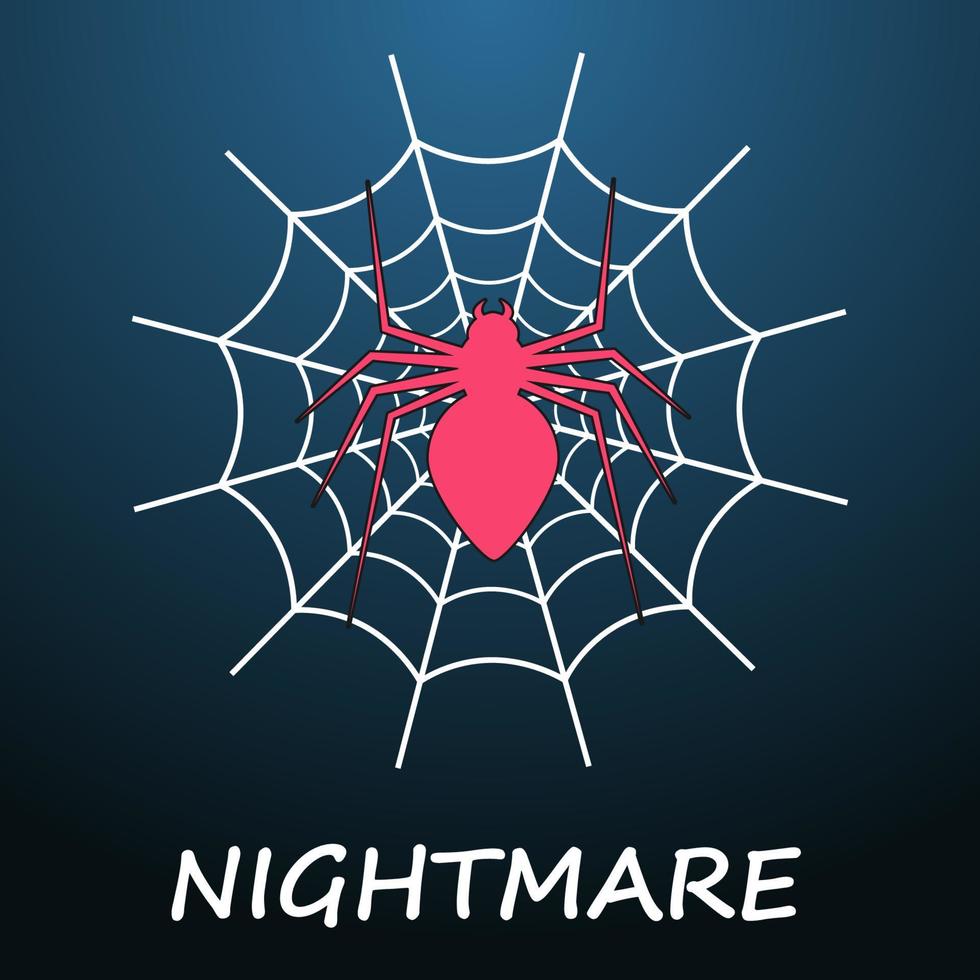 Halloween pattern with spider and web on night background. vector