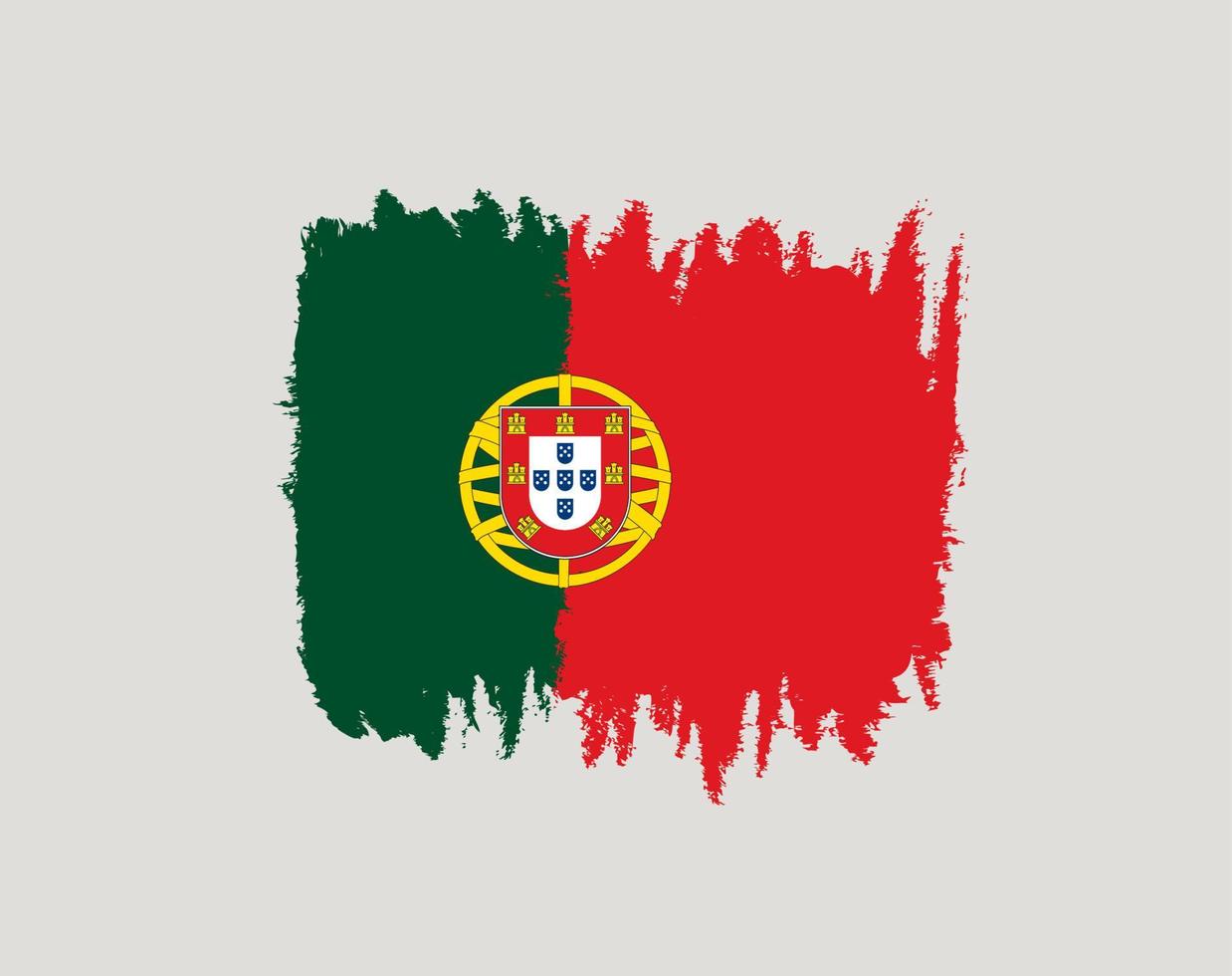 bandera de portugal trazo cepillado aislado sobre fondo whte. vector