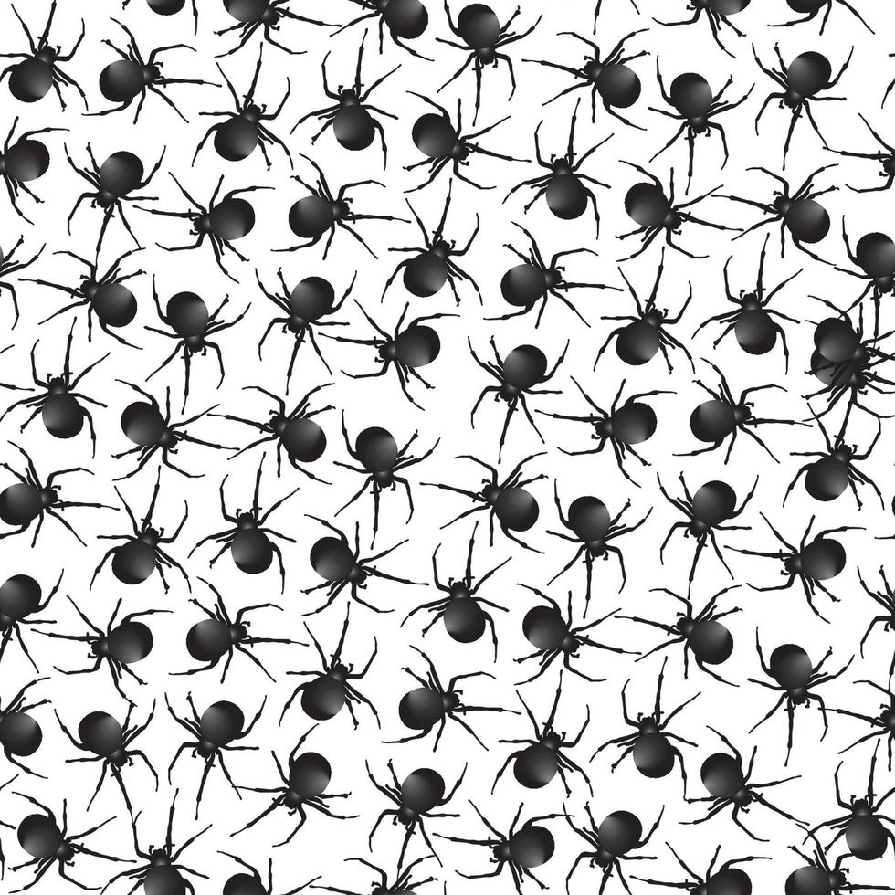 patrón sin costuras de vacaciones de halloween. arañas sobre fondo blanco. textura de insecto de naturaleza salvaje vector