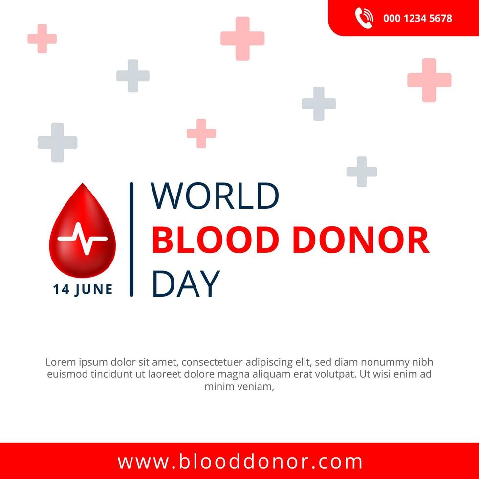 World Blood donor Day, 14th June Illustration Of Blood Donation Concept Design for Banner and Flyer. Vector Illustration