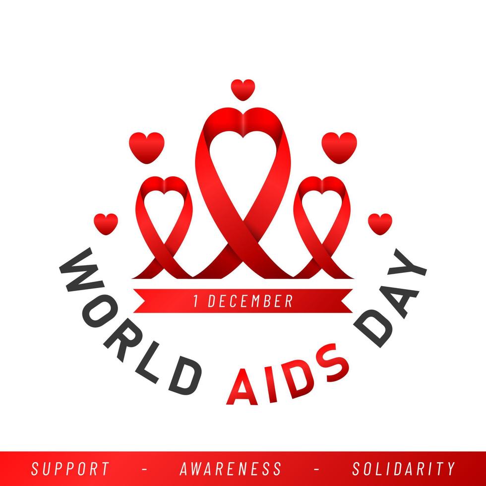 World AIDS day poster. Aids Awareness Red Ribbon. Vector illustration.