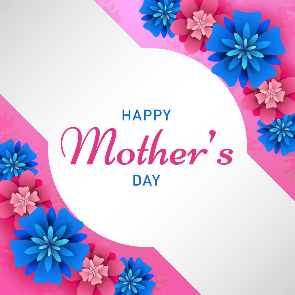 Happy Mother's Day on flowers background vector