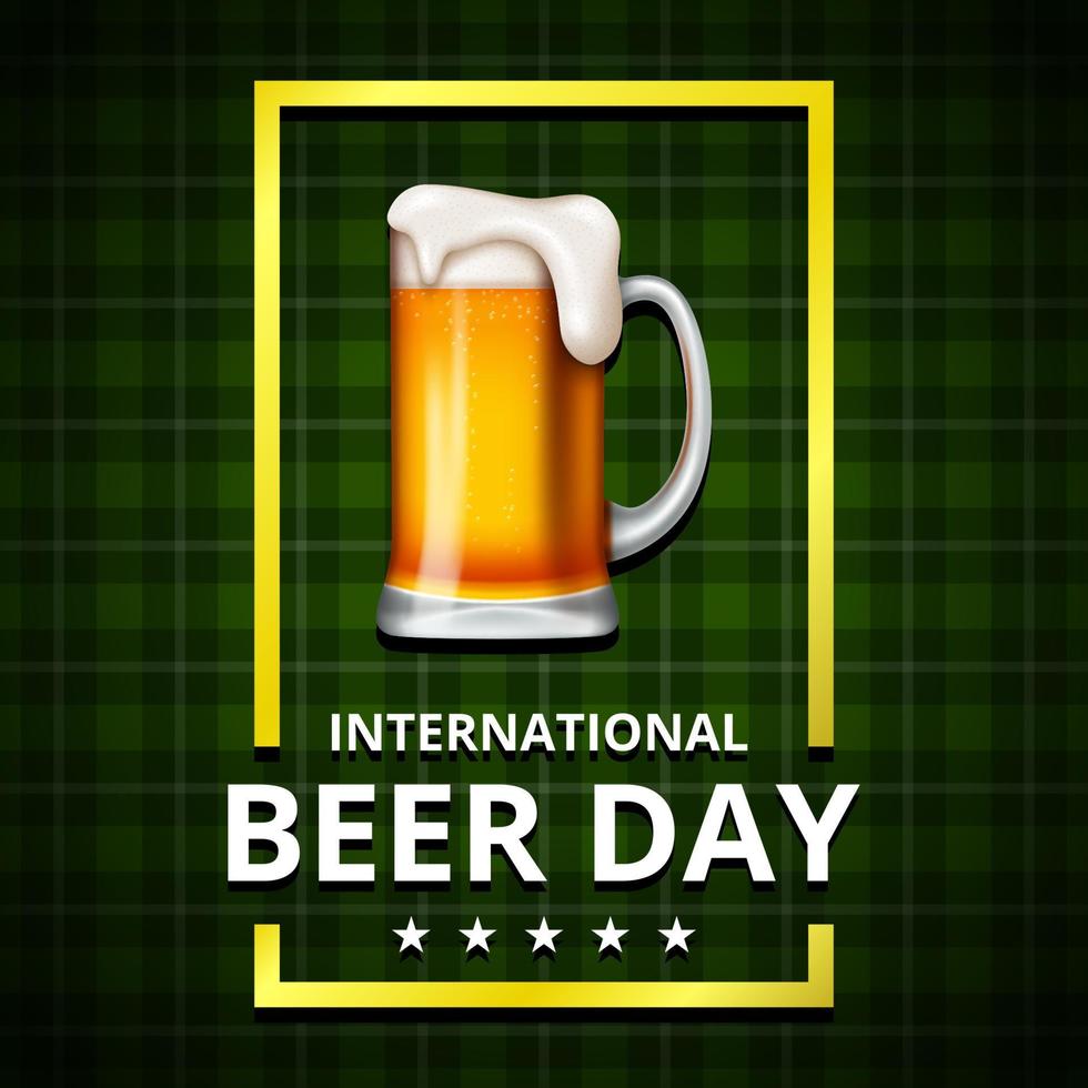 International Beer Day, on August. Cheers with clinking beer mugs conceptual. vector illustration.