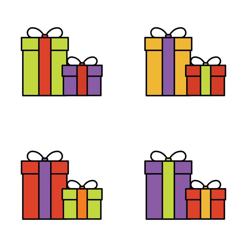 conjunto de caja de regalo sobre fondo blanco, ilustración vectorial vector