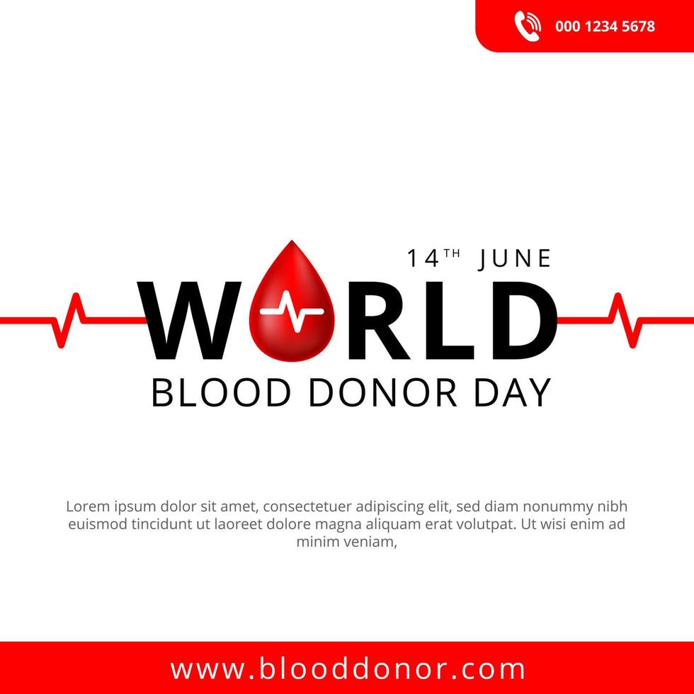 World Blood donor Day, 14th June Illustration Of Blood Donation Concept Design for Banner and Flyer. Vector Illustration