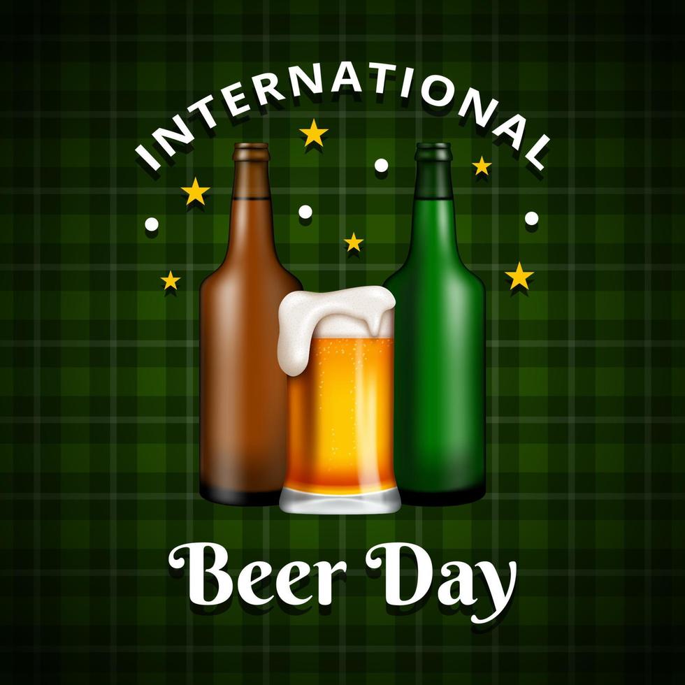 International Beer Day, on August. Cheers with clinking beer mugs conceptual. vector illustration.