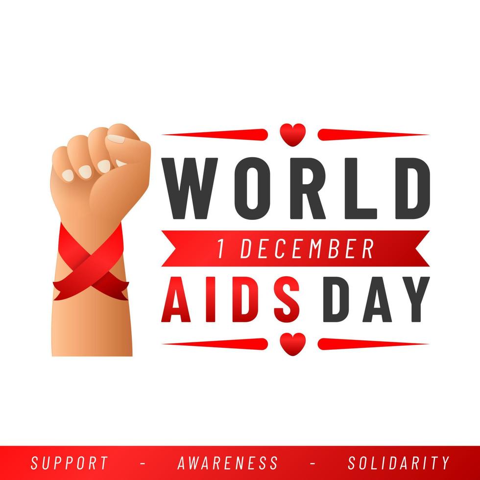 World AIDS day poster. Aids Awareness Red Ribbon. Vector illustration.