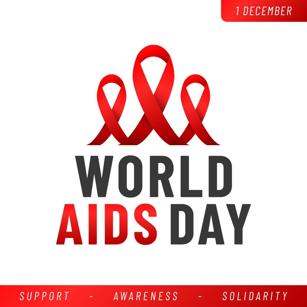 World AIDS day poster. Aids Awareness Red Ribbon. Vector illustration.