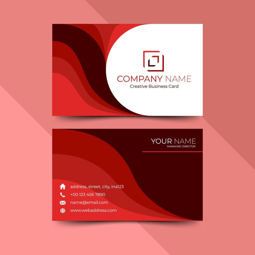 Modern red business card design template, design vector illustration