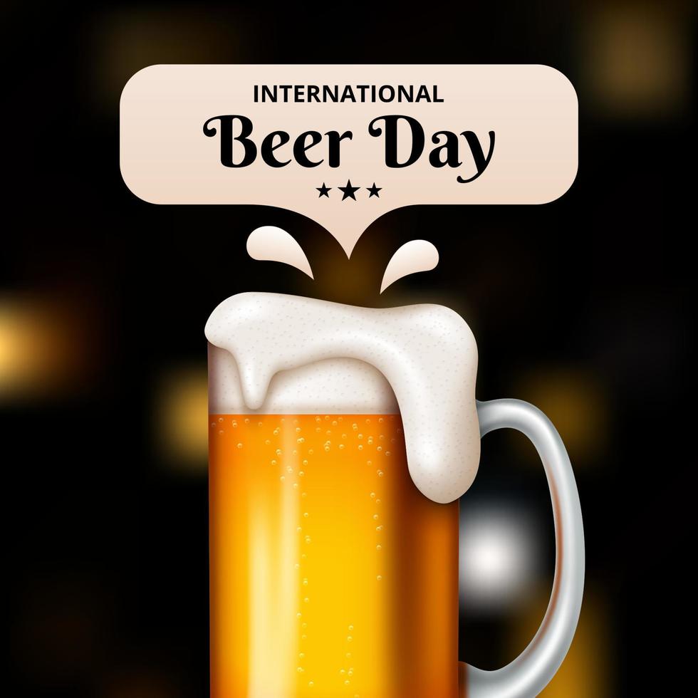 International Beer Day, on August. Cheers with clinking beer mugs conceptual. vector illustration.