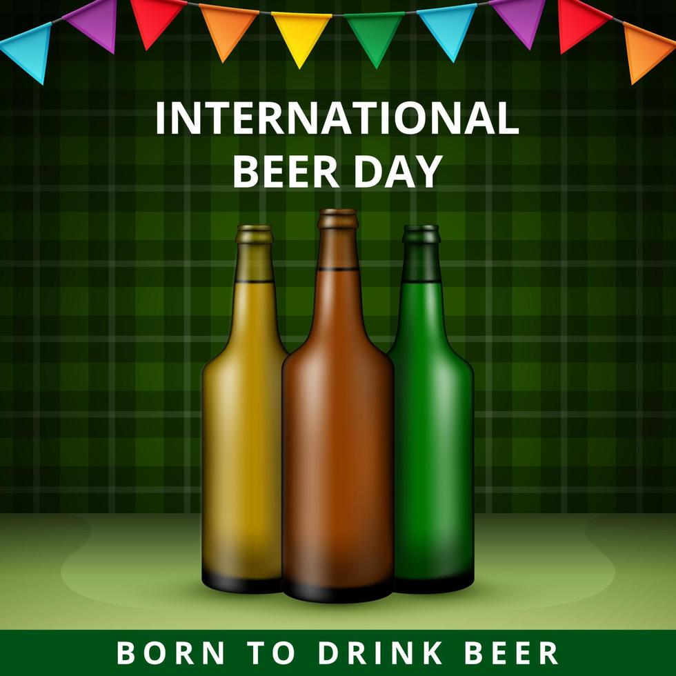 International Beer Day, on August. Cheers with clinking beer mugs conceptual. vector illustration.