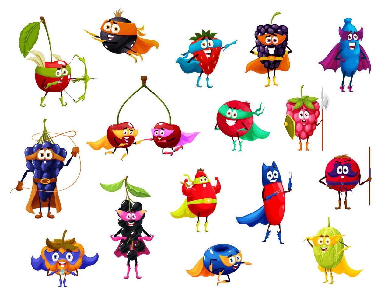 Garden berry superhero and defender characters vector