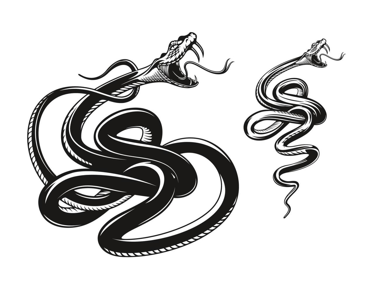 tatuaje de serpiente enojada, serpiente de cascabel o víbora cobra vector
