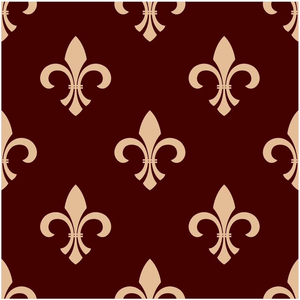 Medieval brown royal fleur-de-lis pattern vector