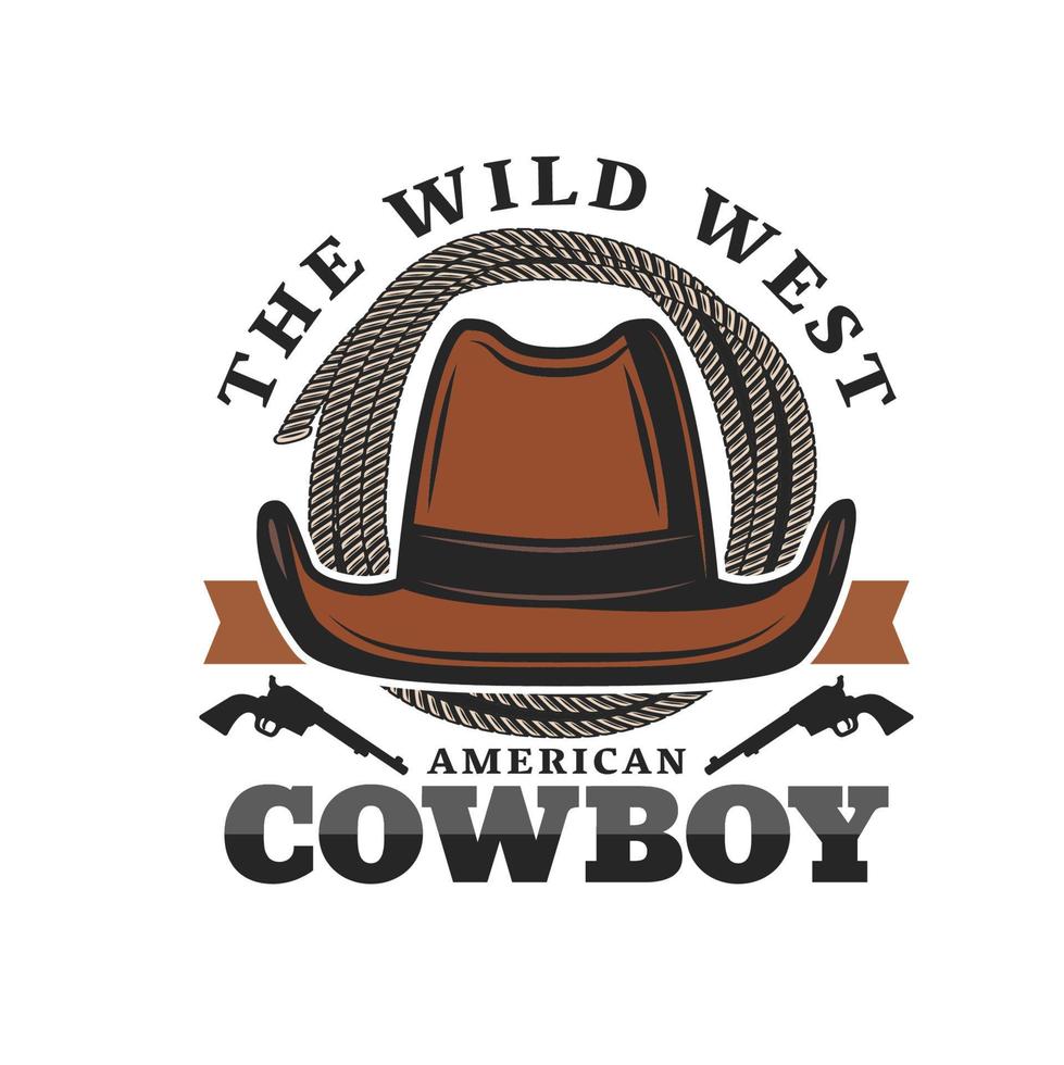icono de sombrero de vaquero americano, salvaje oeste y oeste vector