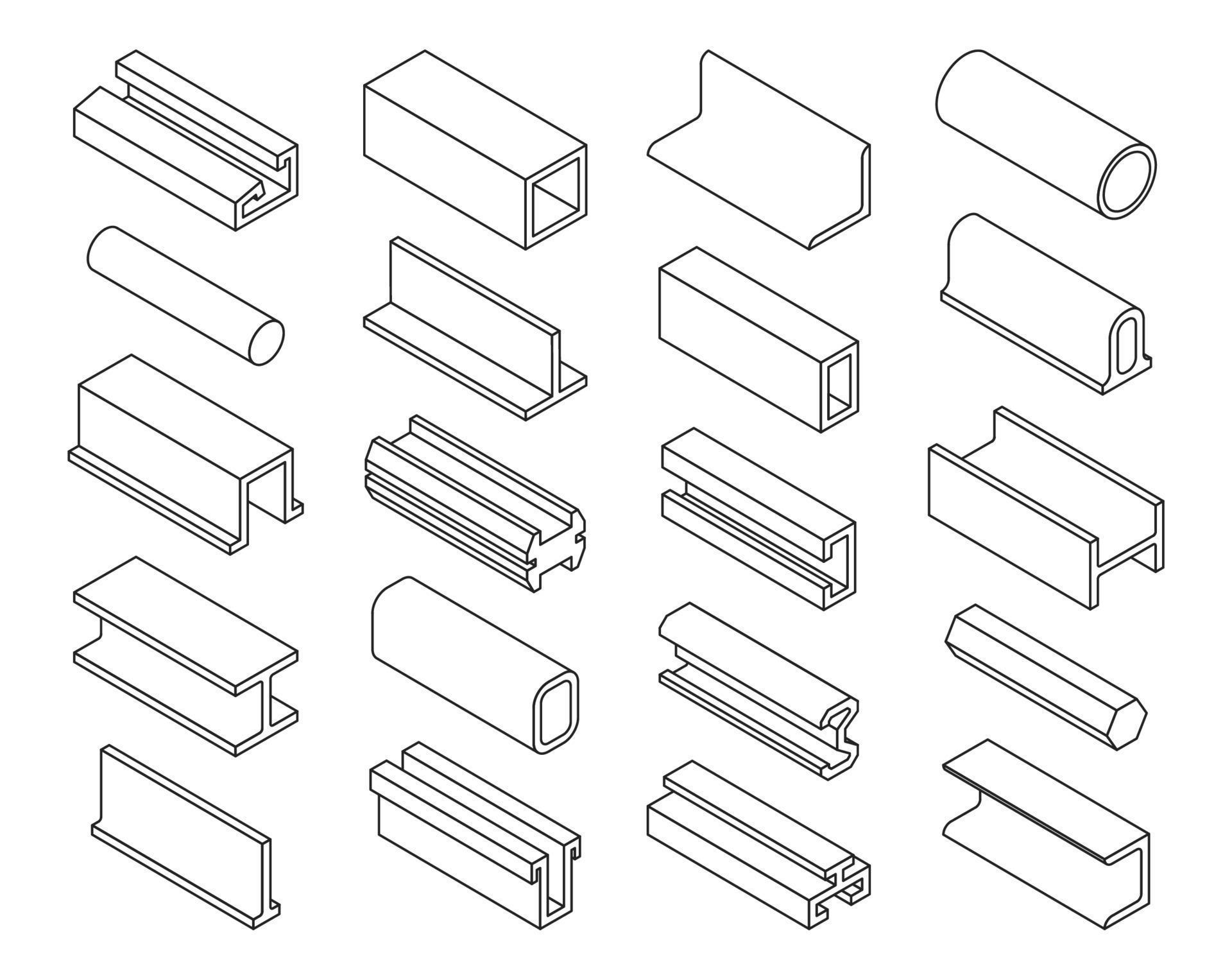Steel products, iron profile silhouettes 12484340 Vector Art at Vecteezy