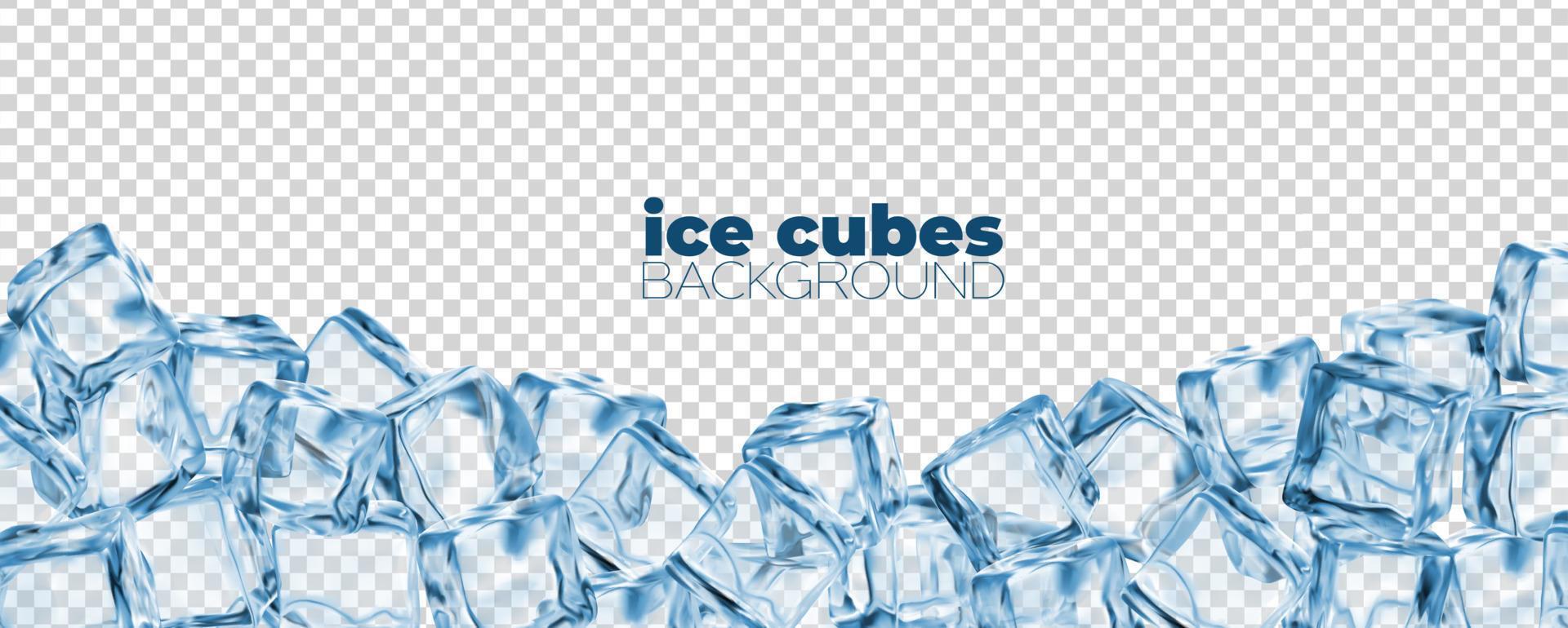 Realistic blue ice crystal cubes vector background