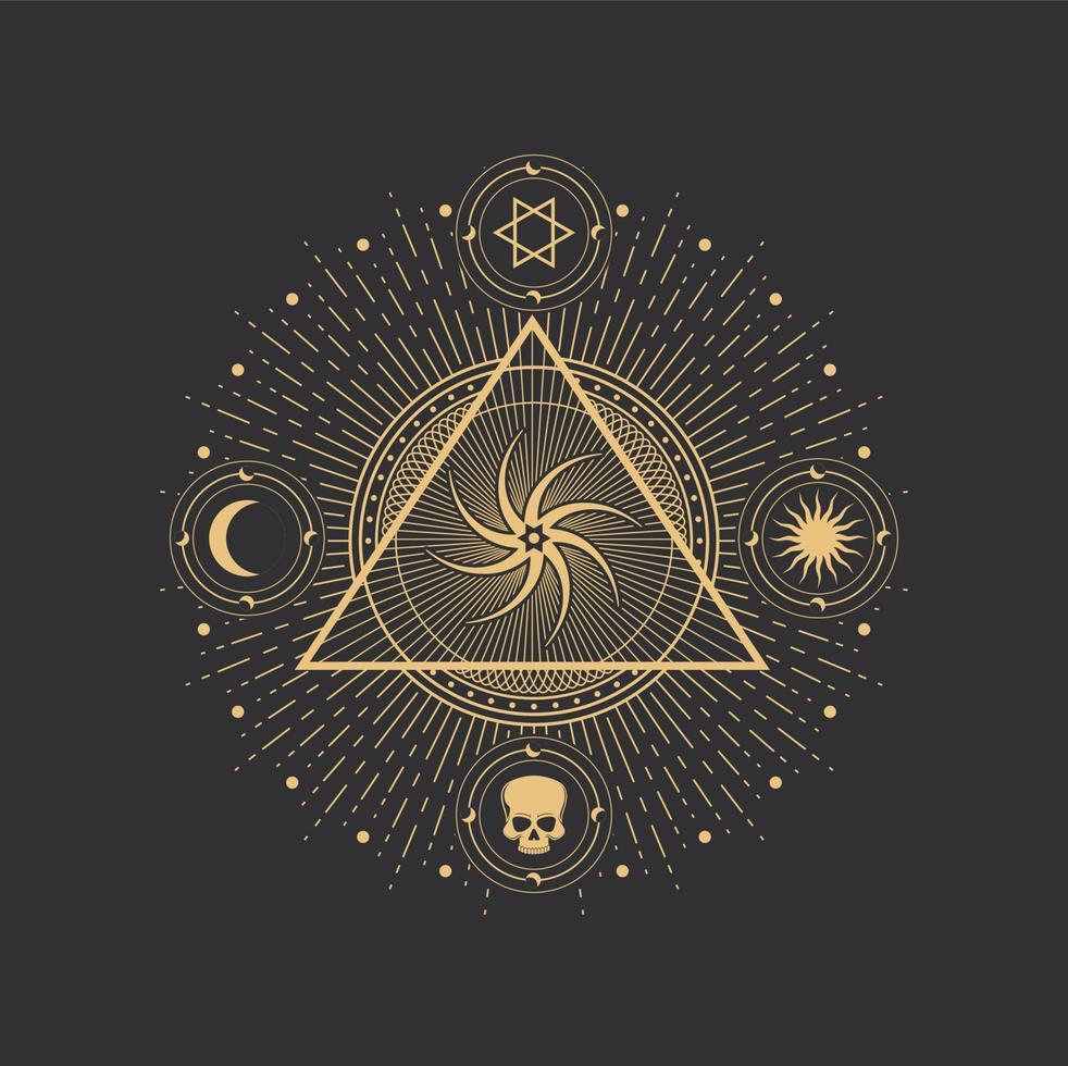 Pentagram symbol, magic occult and esoteric star vector