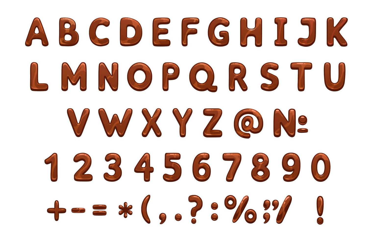 Chocolate font, type. Sweety typeface of alphabet vector