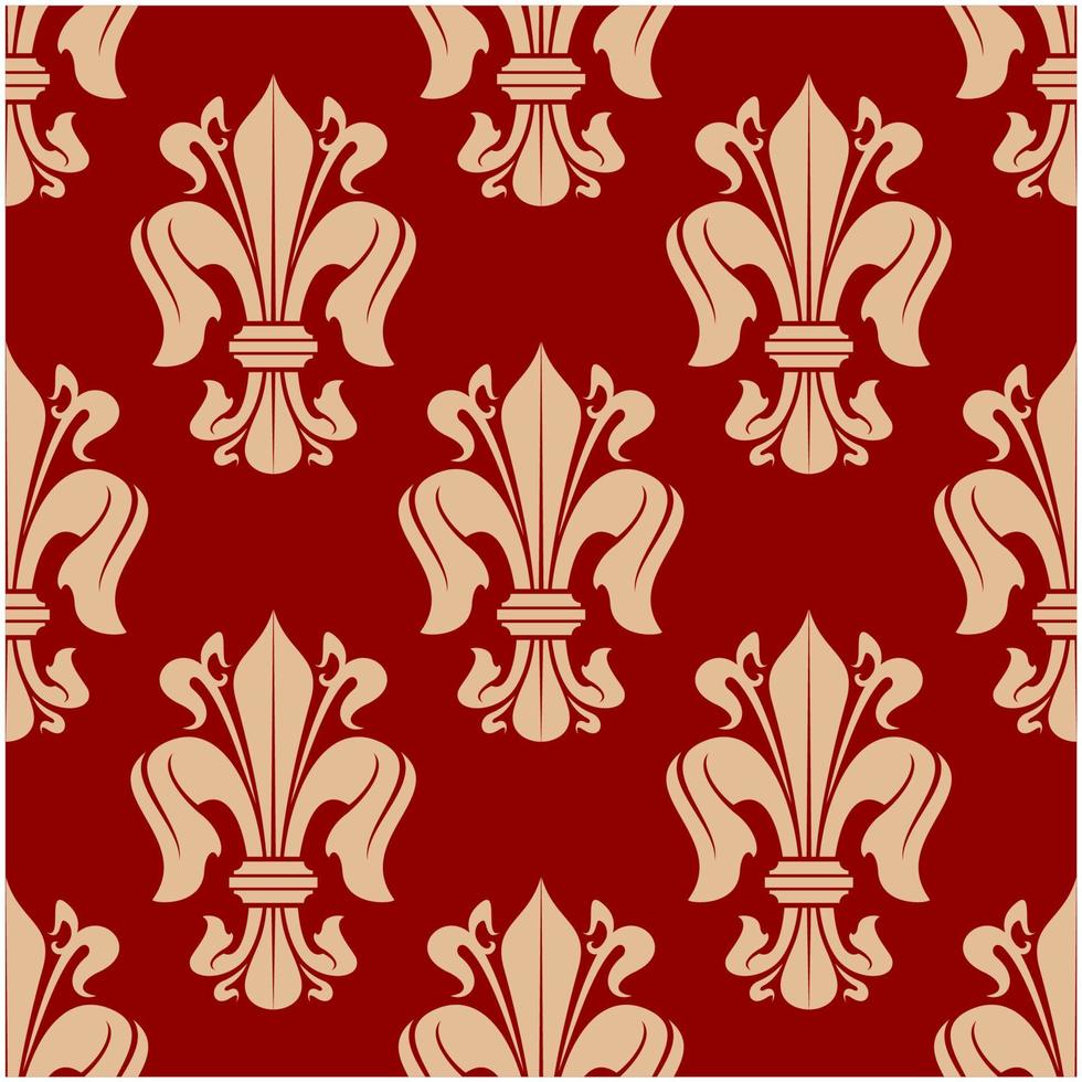 Red fleur-de-lis seamless pattern background vector