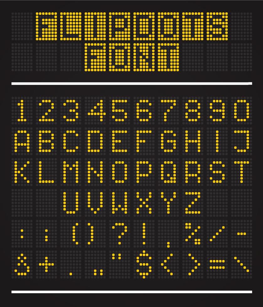 Flipdots scoreboard font, LED dot display alphabet vector