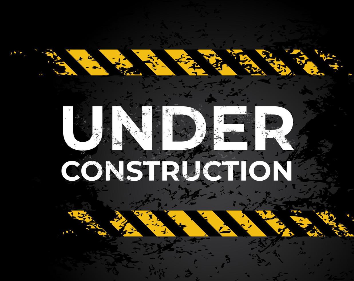 Under construction, grunge warning tape background vector