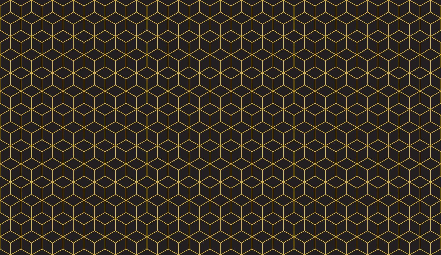 Geometric line art background. Simple artwork illustration of flat shapes, square segments, parallelograms, rhombuses, hexagons. Luxury premium seamless pattern backdrop, vector in black and gold.