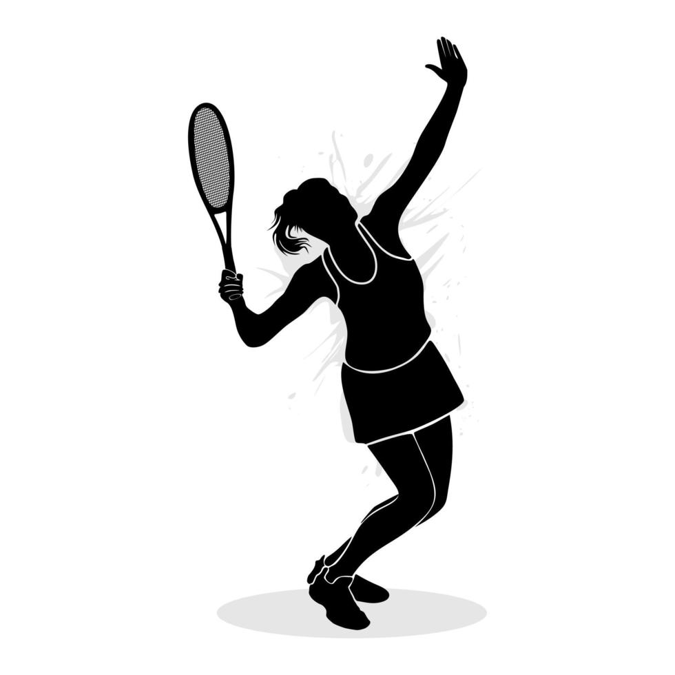 silueta de jugadora de tenis profesional. ilustración vectorial vector