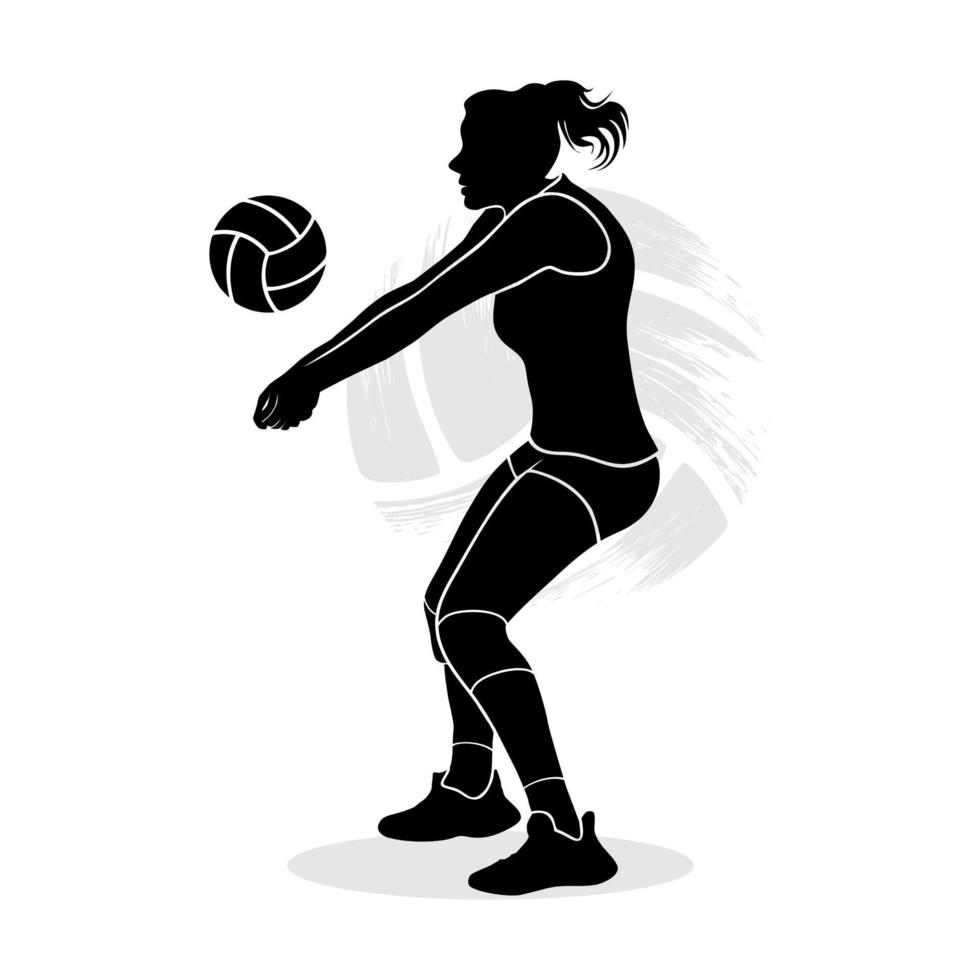 Professional female volleyball player. Silhouette illustration vector