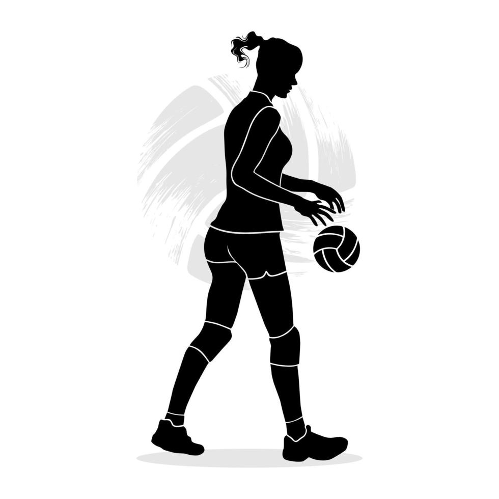 Female volleyball player silhouette isolated on white background vector
