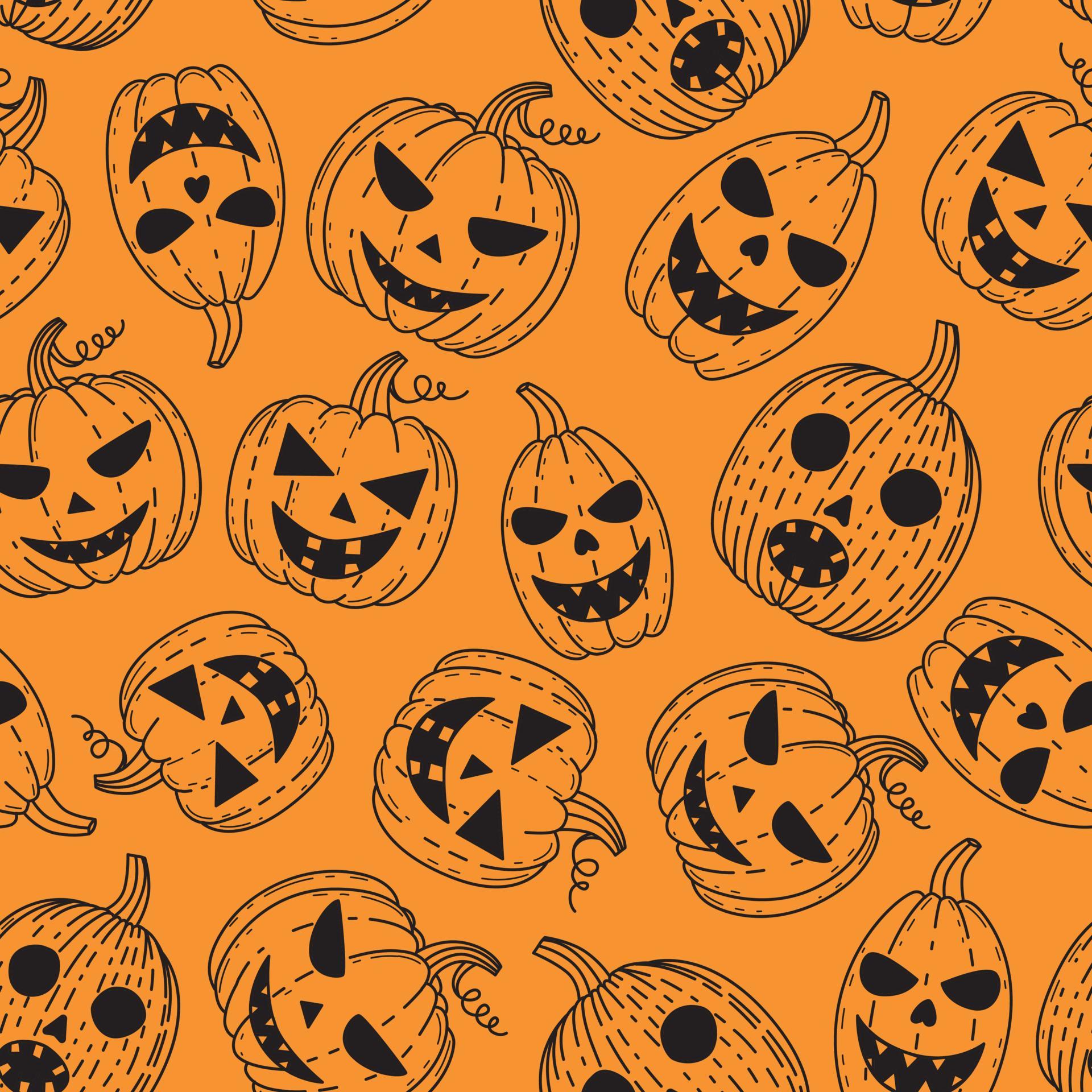 jack-o-lantern-pattern-in-orange-background-12484587-vector-art-at