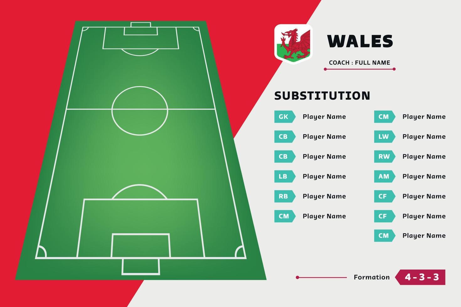 Substitution board player team football design template vector. List Substitution board player team football design template vector. List