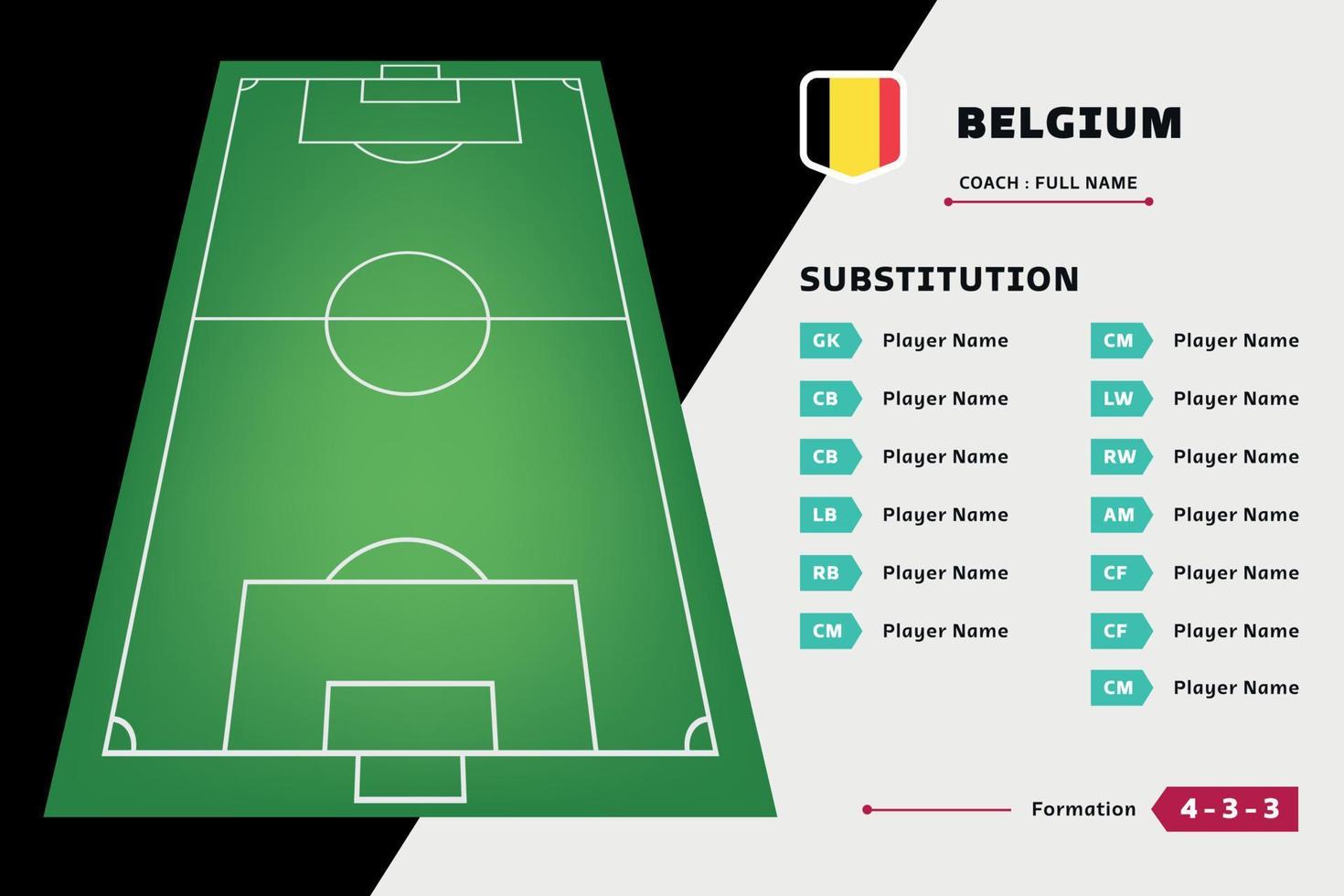 Substitution board player team football design template vector. List country world cup. Suitable for content social media, promotion, and information vector