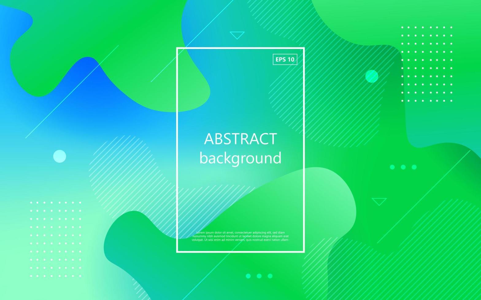 minimal colorful green, blue abstract geometric fluid dynamic shape composition wavy background. eps10 vector