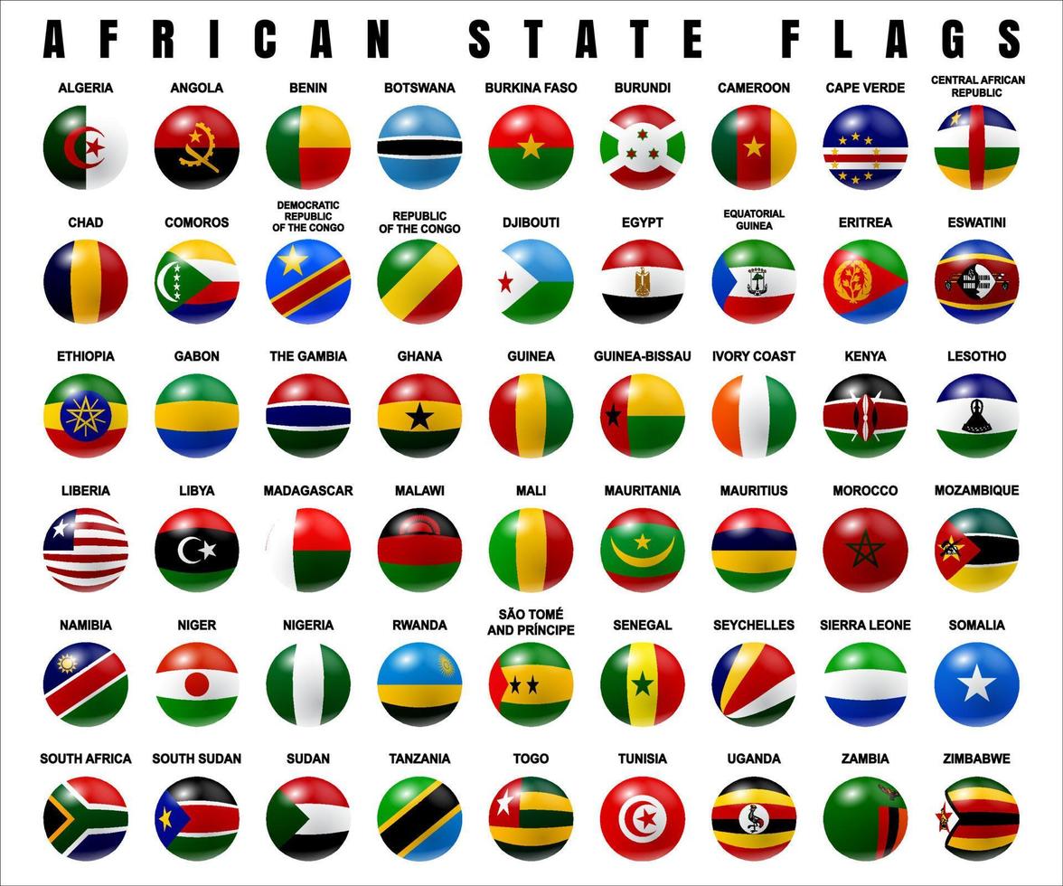 African State Flags 3D Rounded2 vector