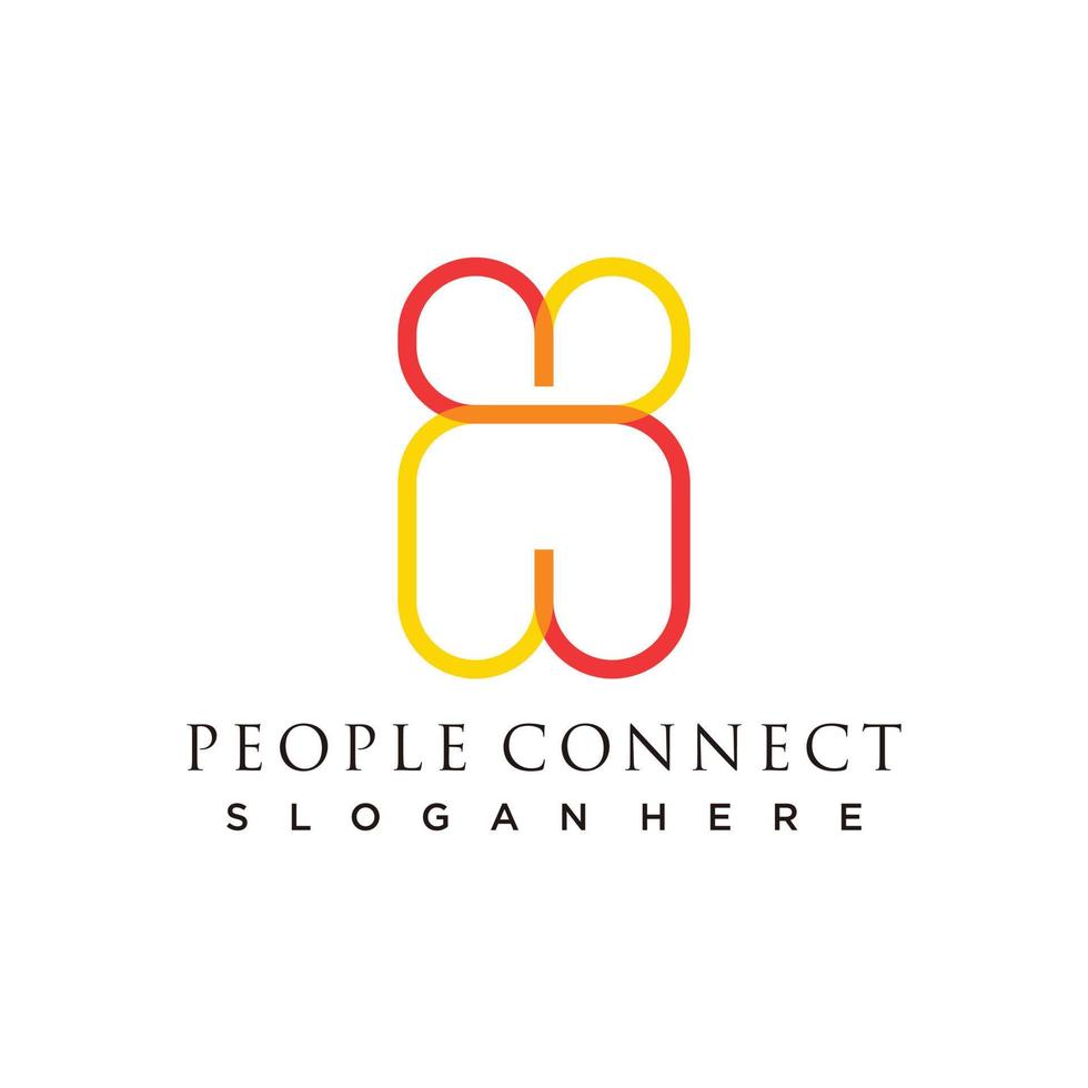 People logo wirh simple line art design vector