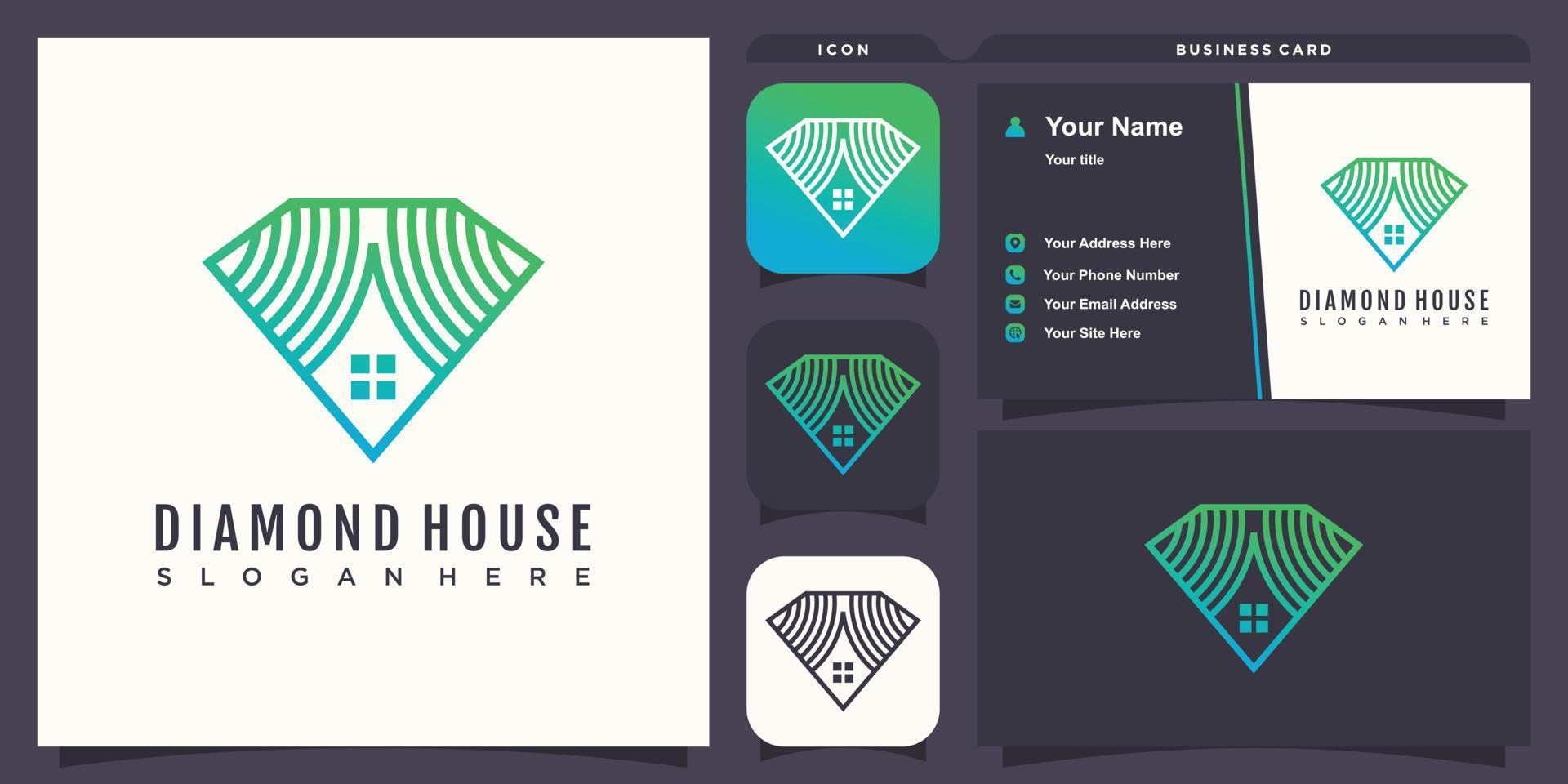 Diamond home logo design with creative concept premium vector