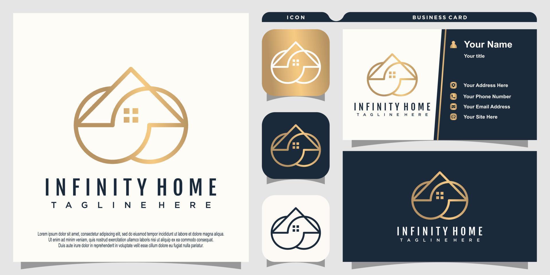 Home logo design with business card template for property aset vector