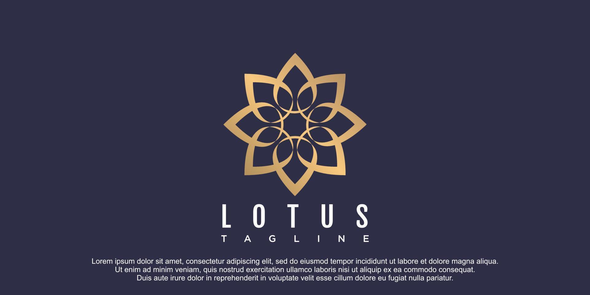 logotipo de flor de loto con degradado dorado para spa de belleza vector