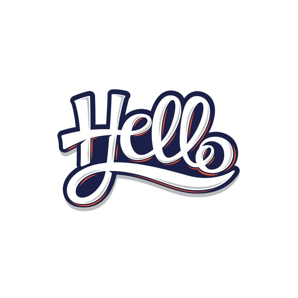 Hello lettering calligraphy vector. Suitable for handwritten typography banner and poster. vector