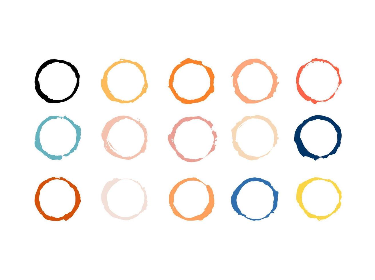 Large collection of brush strokes, frames in the form of a circle. Vector illustration